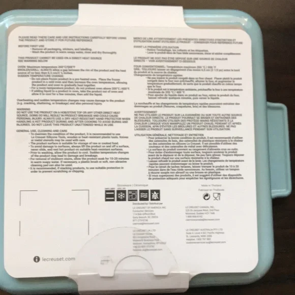 Le Creuset Square Baking Dish 5 1/2 inch 20oz Light Blue Stoneware - Picture 4 of 5